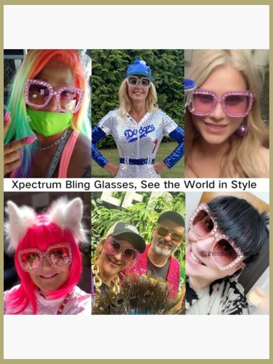 Extra Large Square Sparkly Crystal Sunglasses Bling Rhinestone Concert Shades main image 2